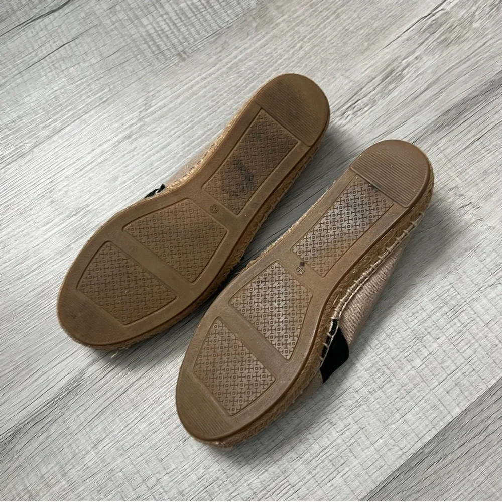 TORY BURCH WESTON ESPADRILLES Beige and Black Flats 6.5